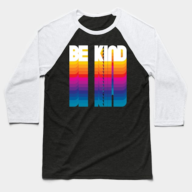 Retro Be Kind Proud Name Personalized Gift Rainbow Style Baseball T-Shirt by Time Travel Style